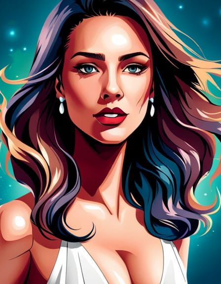 Cyborg Girl with Neon Lights in Cyberpunk Style