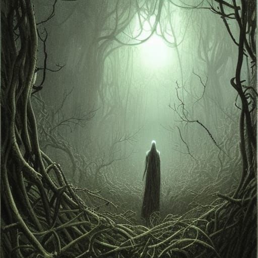 Eldritch Deer Forest God in Grimdark Horror Style