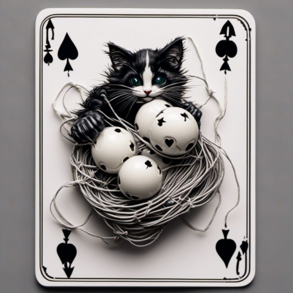 Kittens Play on 3D Joker Playing Card