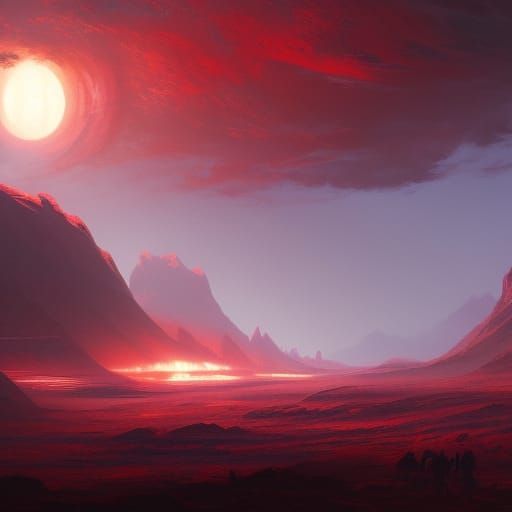 Hyperdetailed Red Planet in Dark Fantasy Style