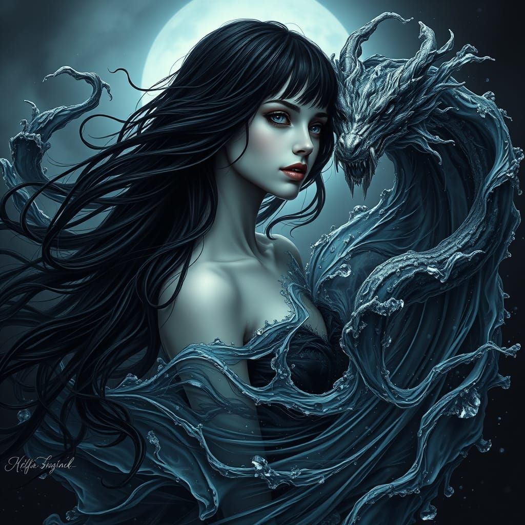 Water Goddess Emerges from Dark, Turbulent Sea