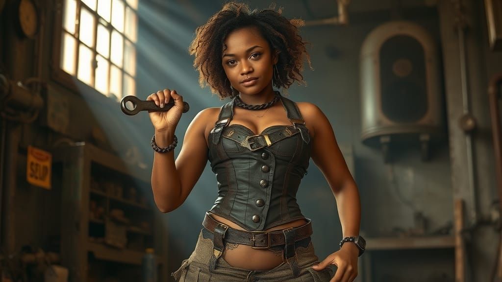 Hyperrealistic Woman Defies Odds in Gritty Workshop