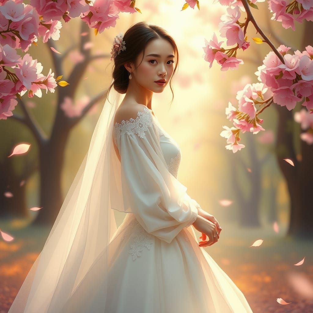 Ethereal Sakura Wedding in Watercolor Style