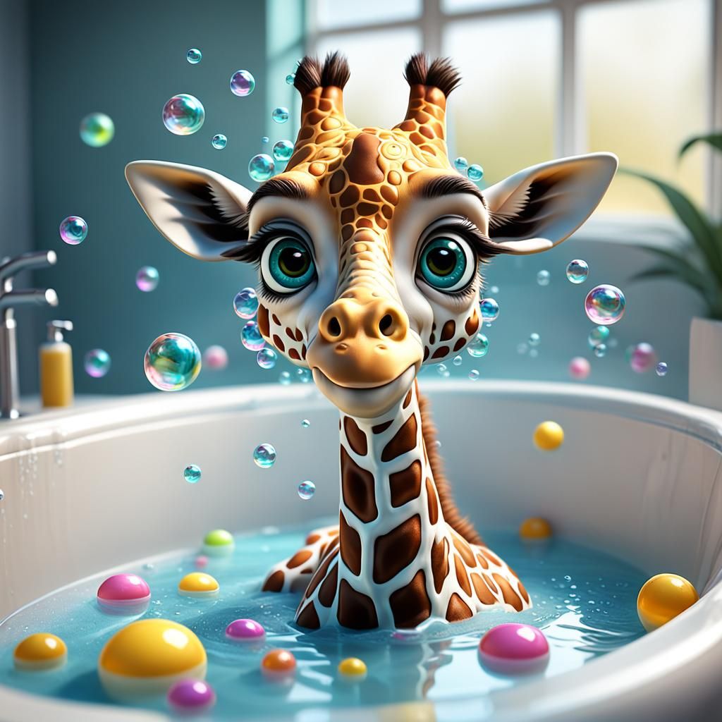 Giraffe in a Bath 💛🦒♥️