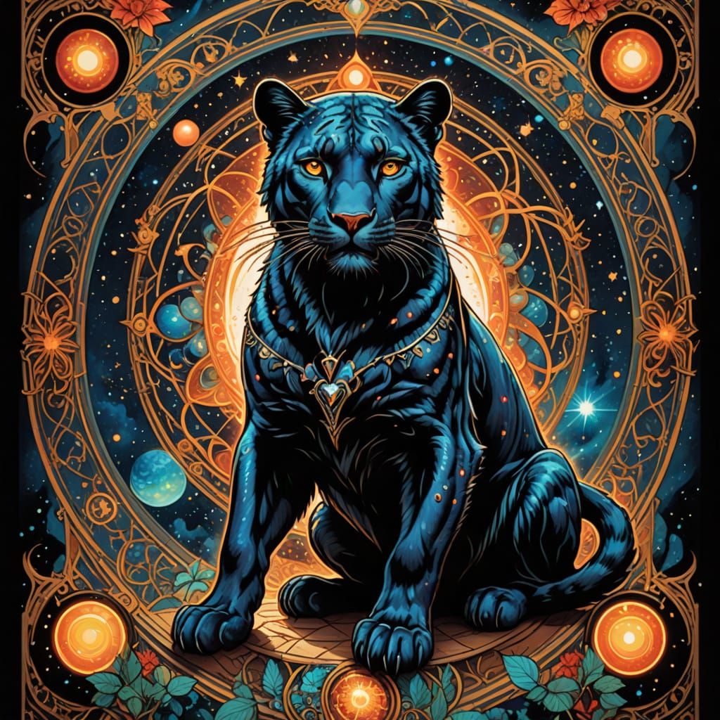 Polka Dot Panther Tattoo Flash in Traditional Style