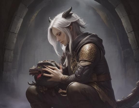 Dragon Keeper in Fantasy Landscape