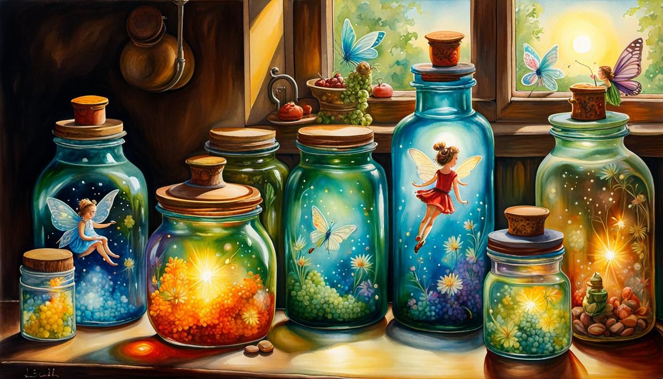 Fairies and Luminescent Glass Bottle Art