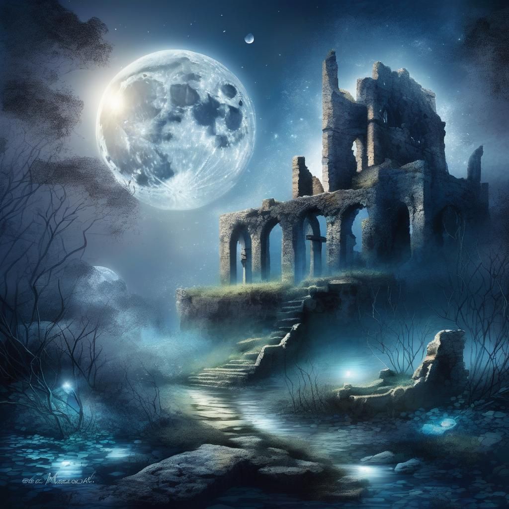 Moonlit Ruins: Mysterious Echoes of the Past