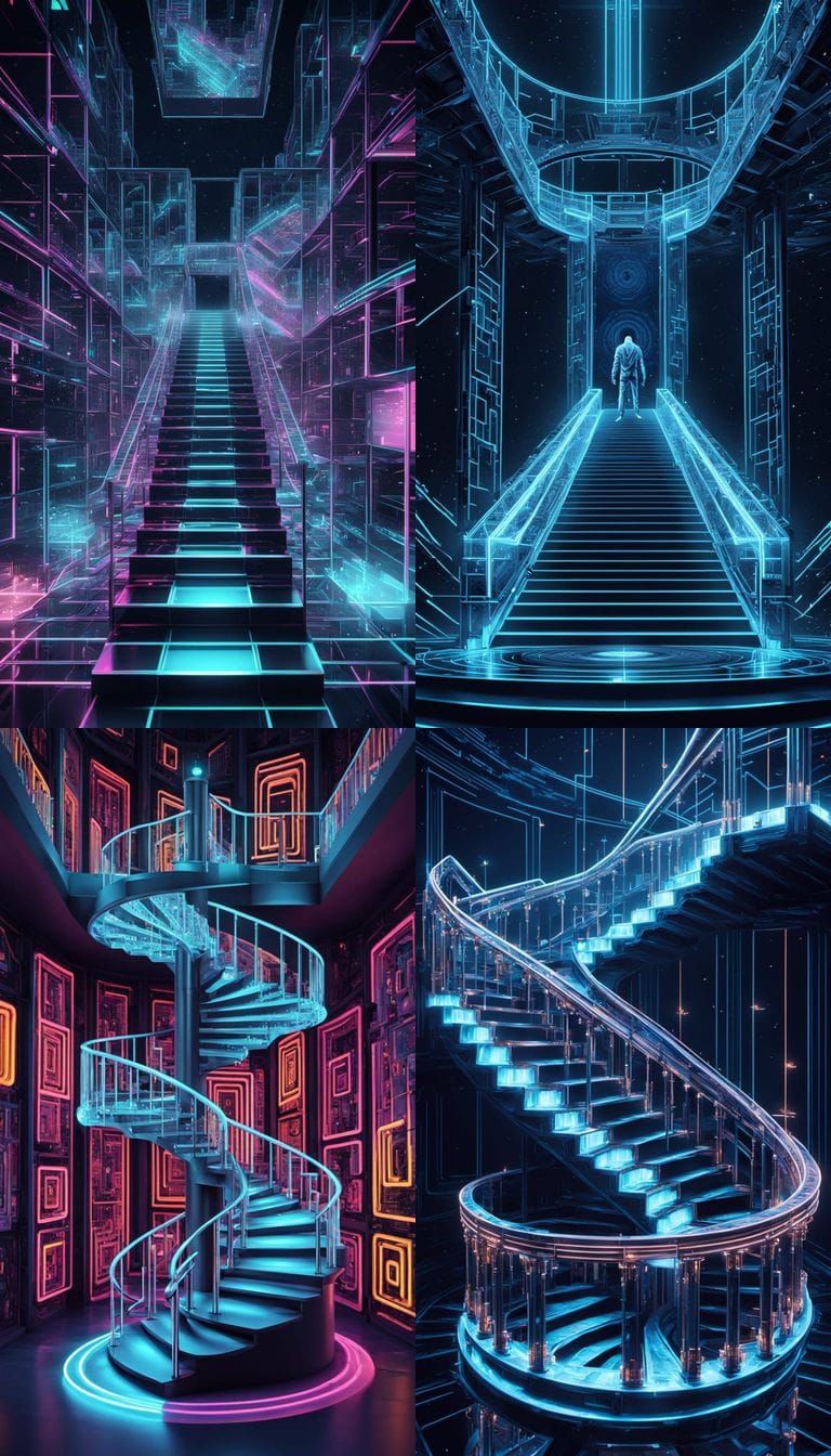 Fractal Staircase in Quantum Computer Core: Digital Art