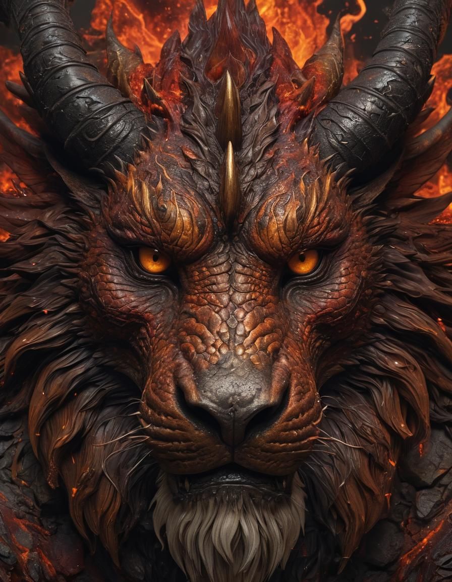 Majestic Dragon-Lion Fusion Art in 8K