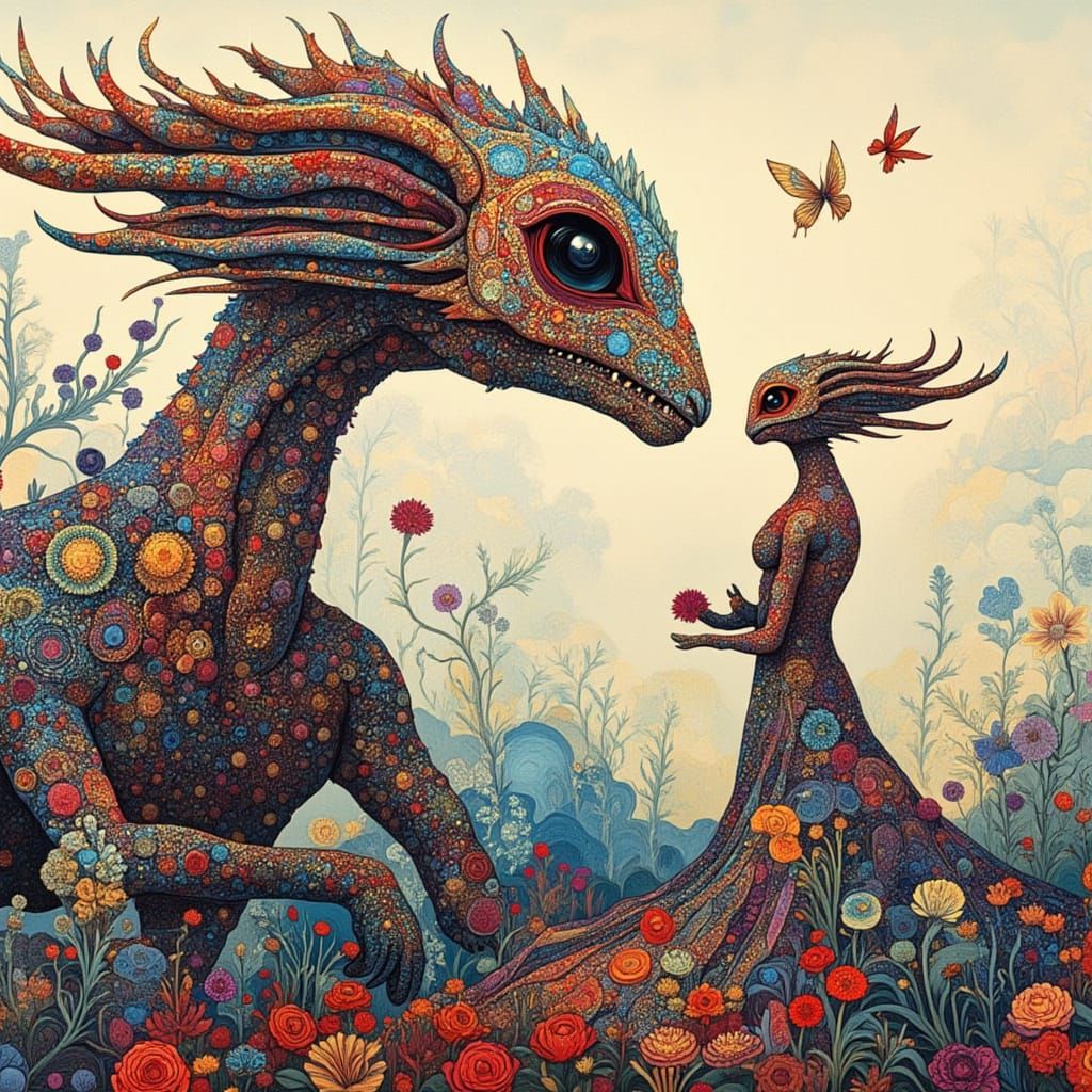 Surreal Whimsical Alien Alcohol-Ink Wash Painting