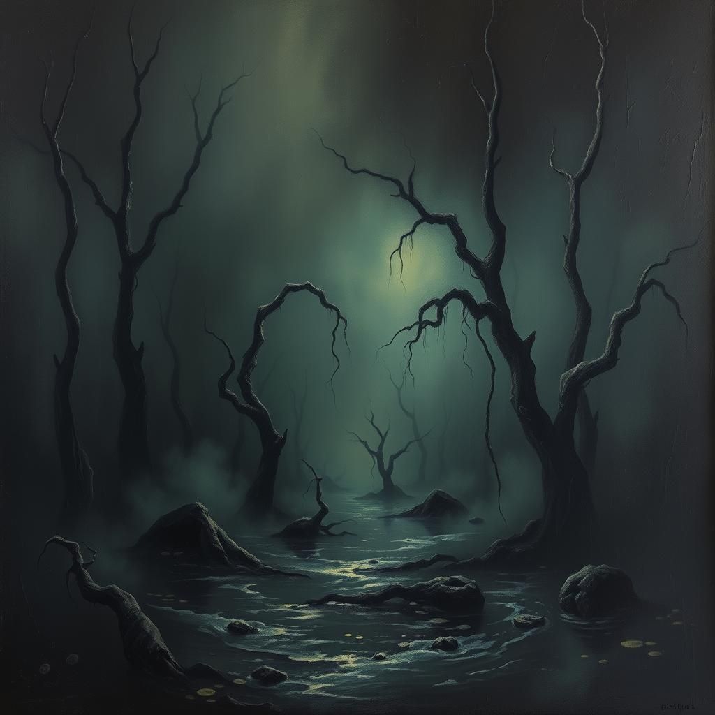 Dystopian Swamp Art Deco Heavy Metal Record Cover