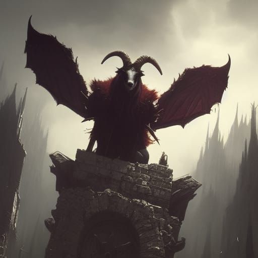 Evil Goat Devil in Dark Fantasy Style