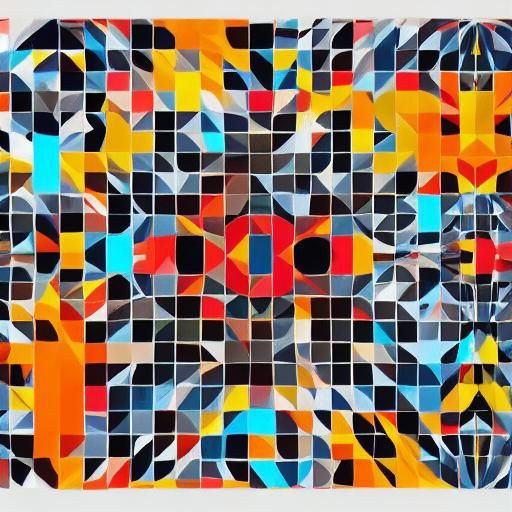 Geometric Bauhaus House in Digital Art Style