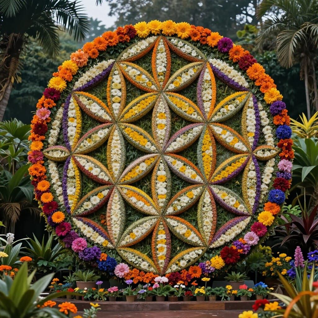 Flower of Life Sculpture in Botanical Garden