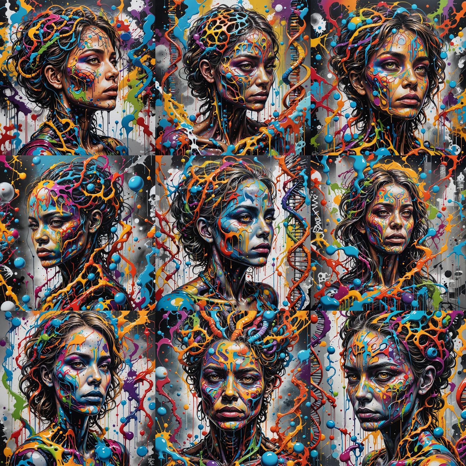 Angelic Alien Scientist Creates Human DNA: Graffiti Art