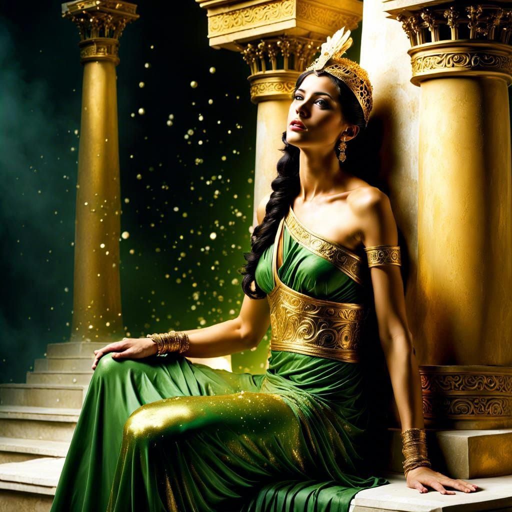 Princess Bathed in Gold Dust: Hyperdetailed Oil Painting