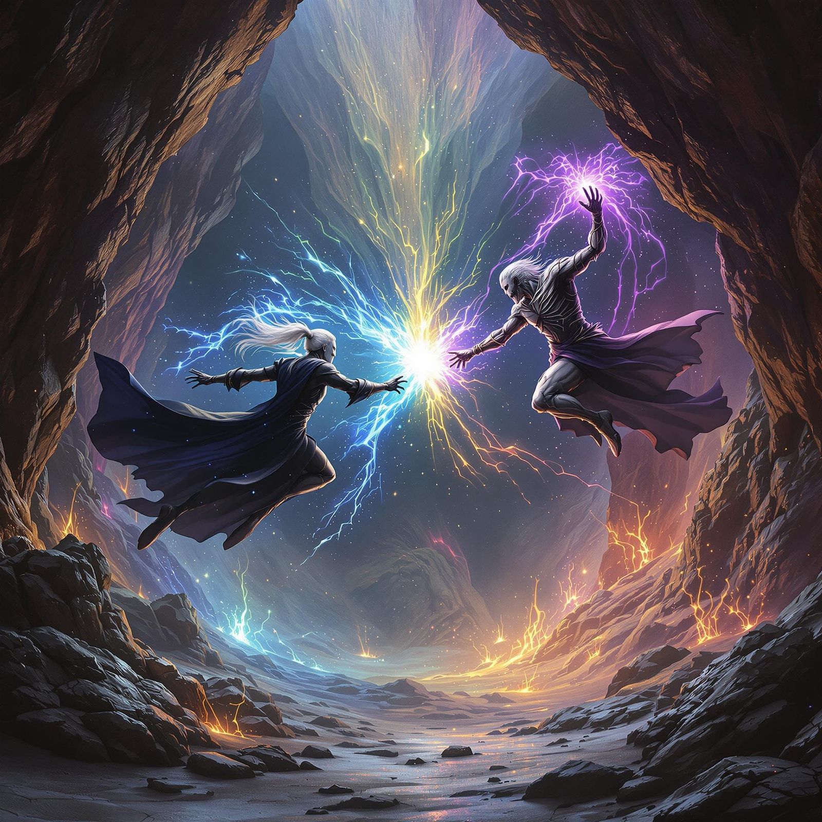 Dark Elves Engage in Magical Skirmish within Suterran Cave