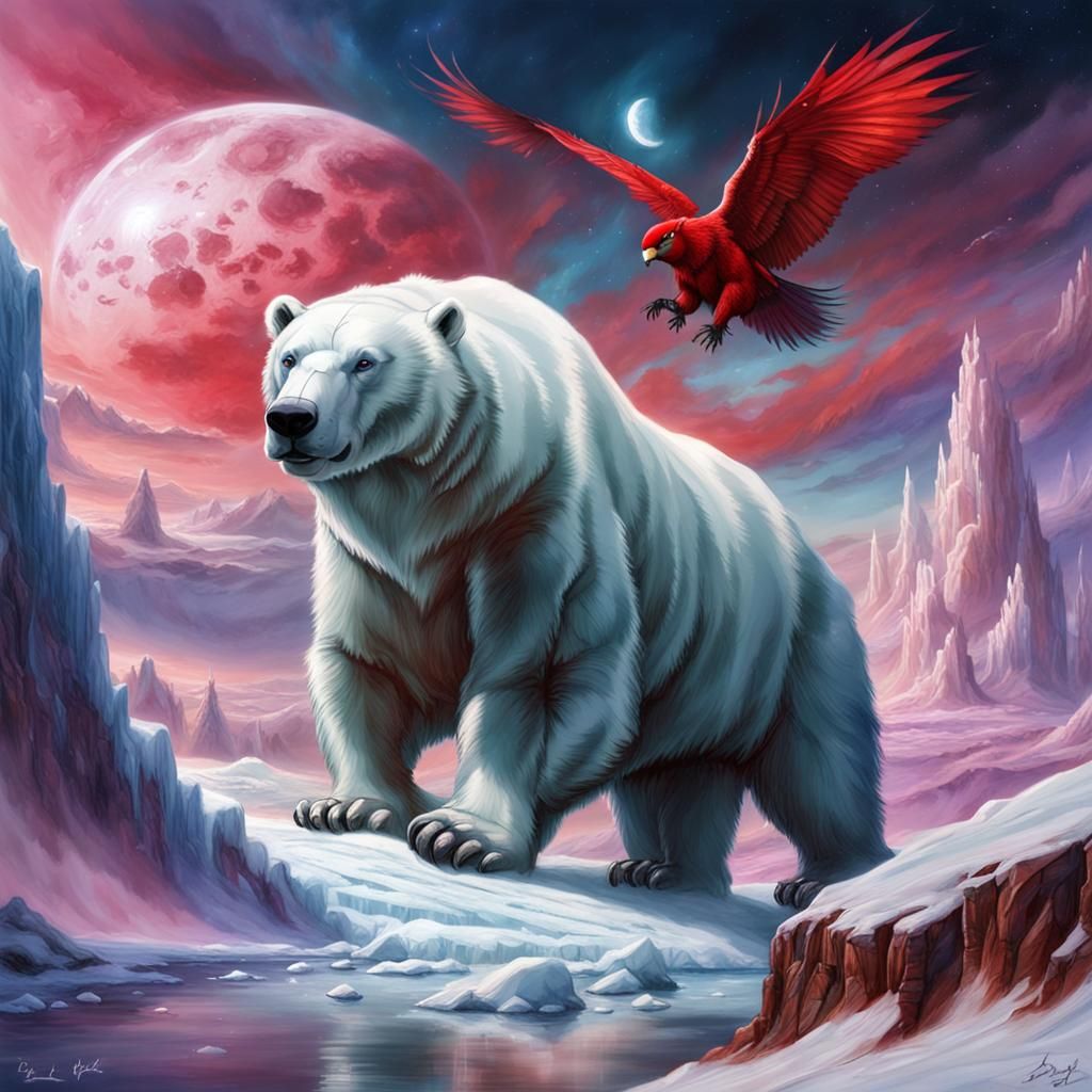 A Parrot meets a Polar bear