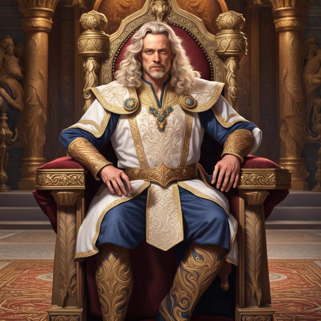 Regal Blond Man in Throne Room: Warcraft Style