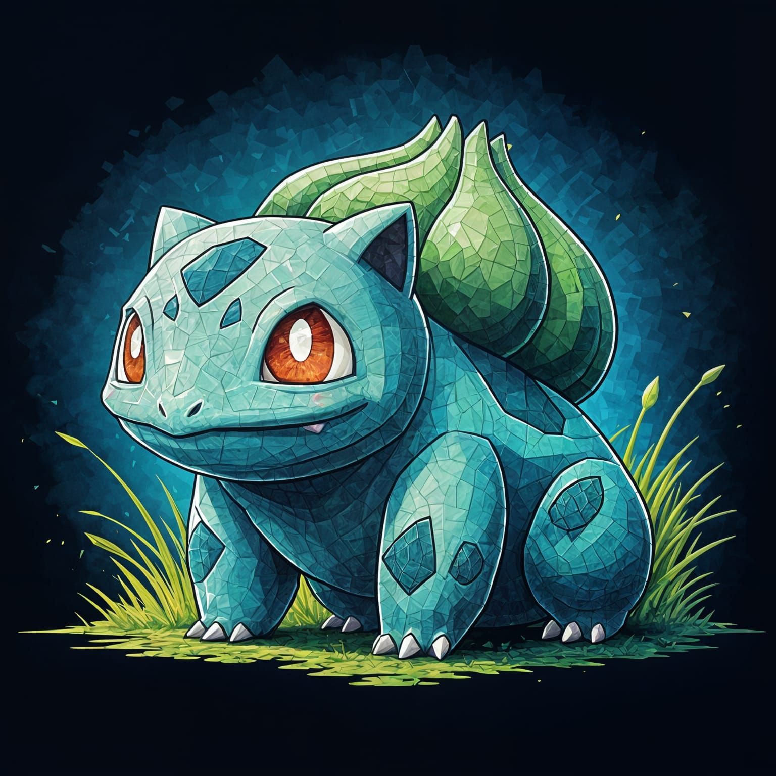 Surreal Mosaic Portrait of a Pokémon in Trichromatic Beauty