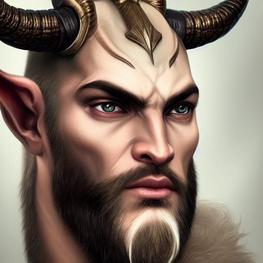 Fantasy Capricorn Man with Horns Portrait
