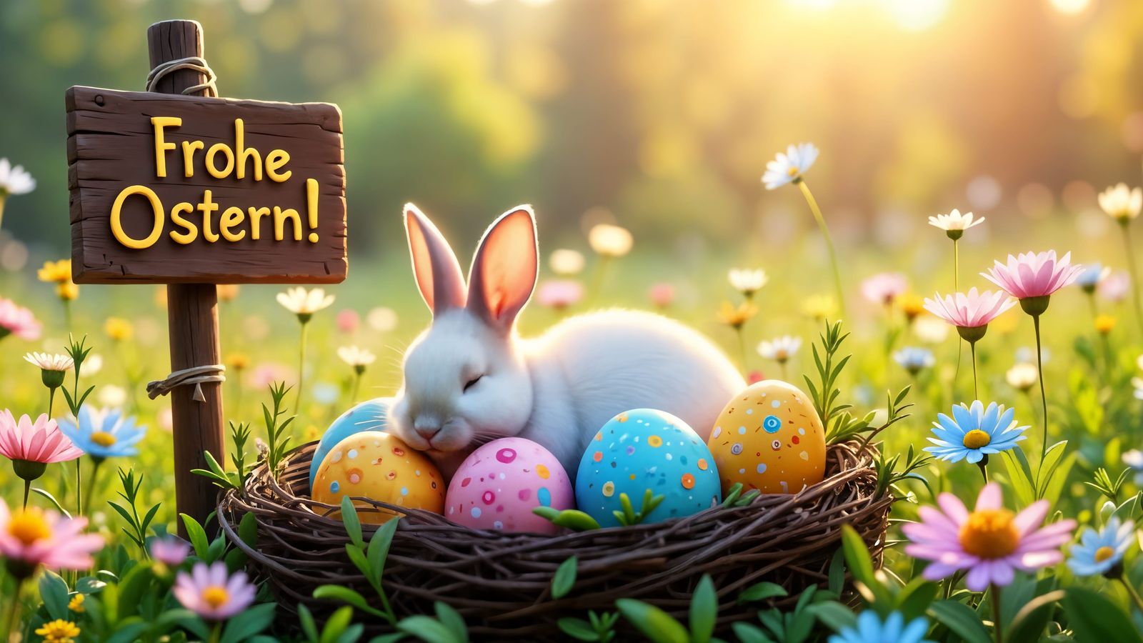 Vibrant Easter Wonderland in Whimsical Watercolor