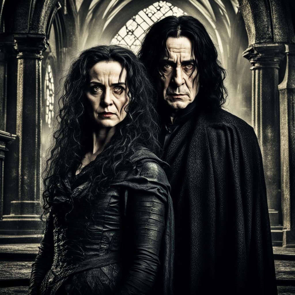 Bellatrix Lestrange and Severus Snape: Hyperrealistic Portra...