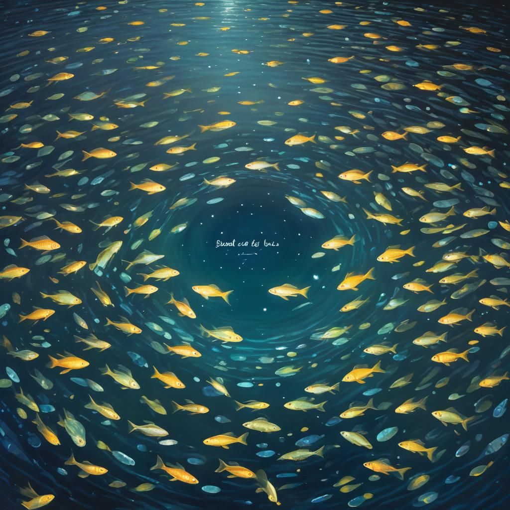 Glowing Fish in Bioluminescent Waters at Night