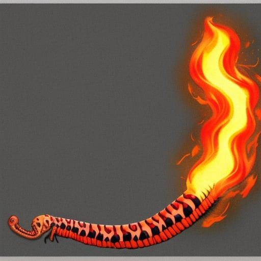 Surreal Horrific Fire Worm Monster