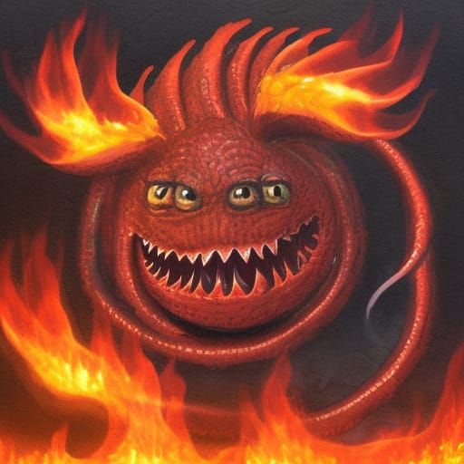 Surreal Fire Worm Monster of Nightmares