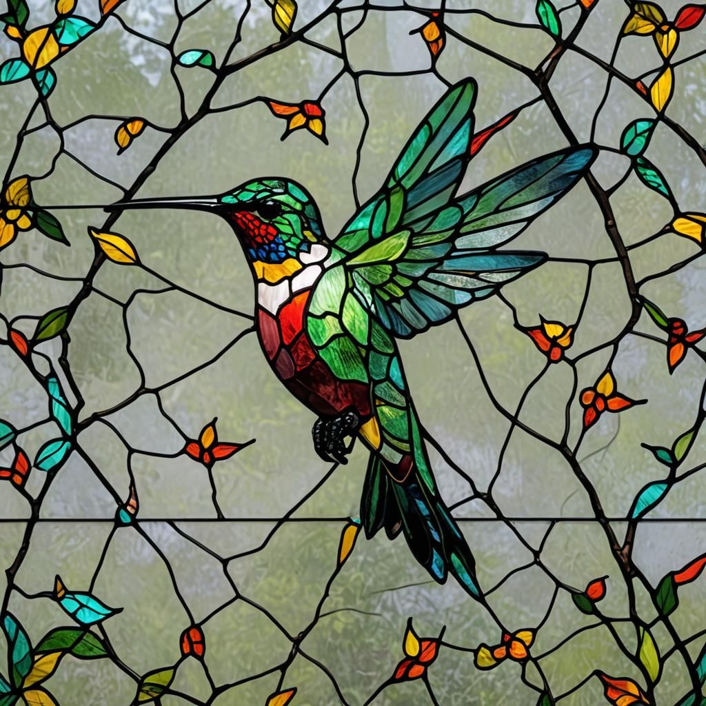 Stunning Stained Glass Hummingbird Art