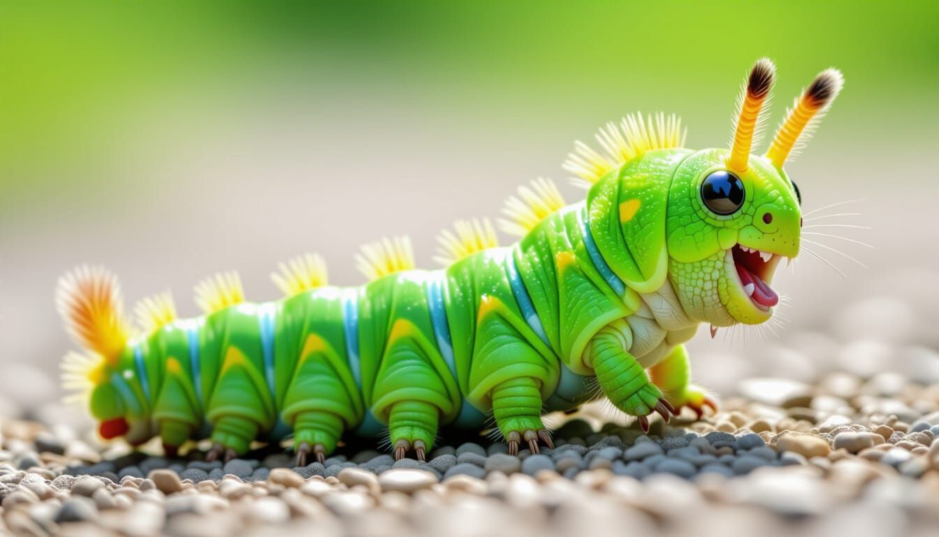 Excited Caterpillar Waving Hello