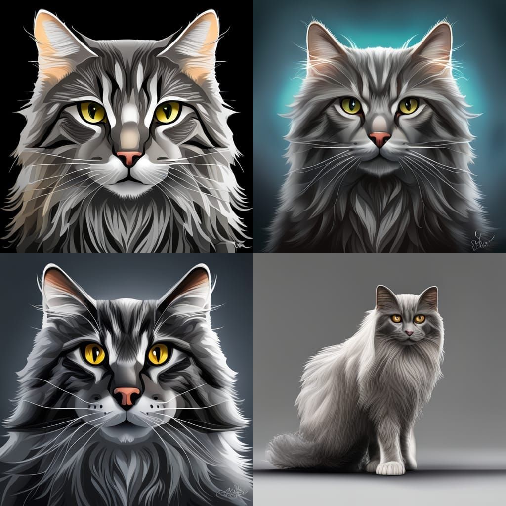 Detailed Norwegian Forest Cat in Dark Fantasy Style