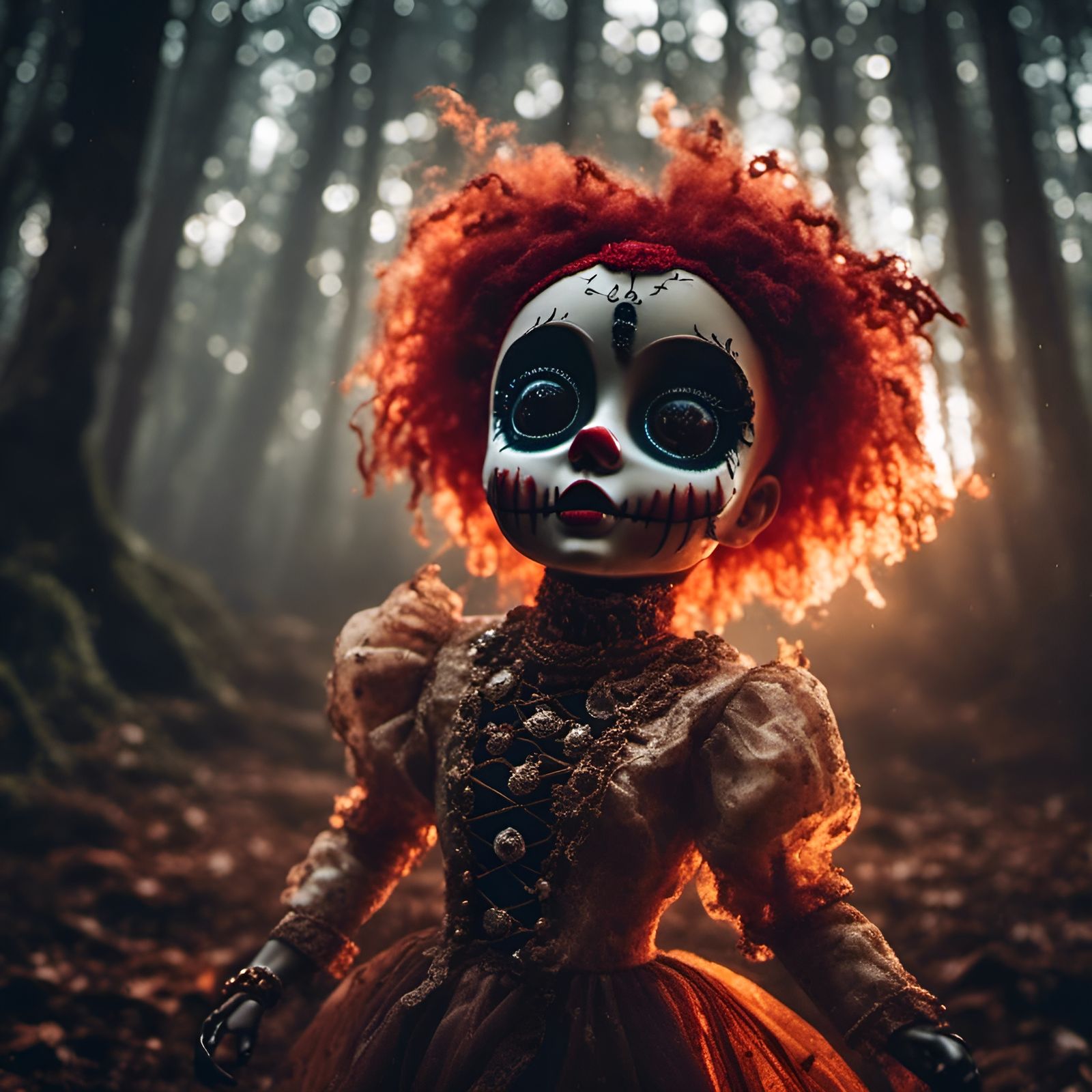 Voodoo Doll Screaming in Haunted Forest