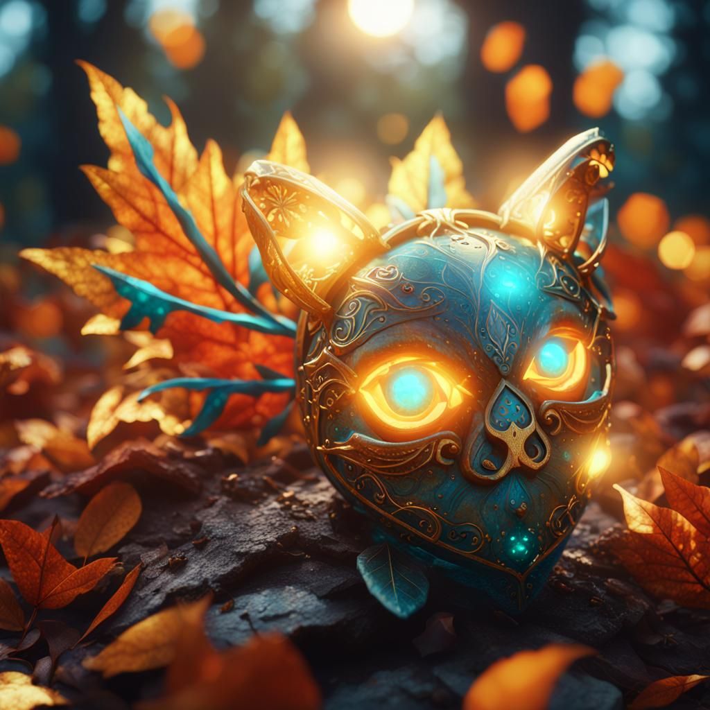 Floating Talisman Surrounded by Autumn Leaves