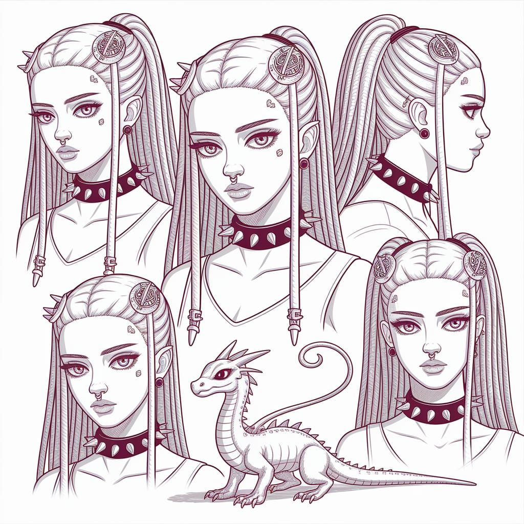 Anime Girl from Multiple Angles in Alternative Punk Style