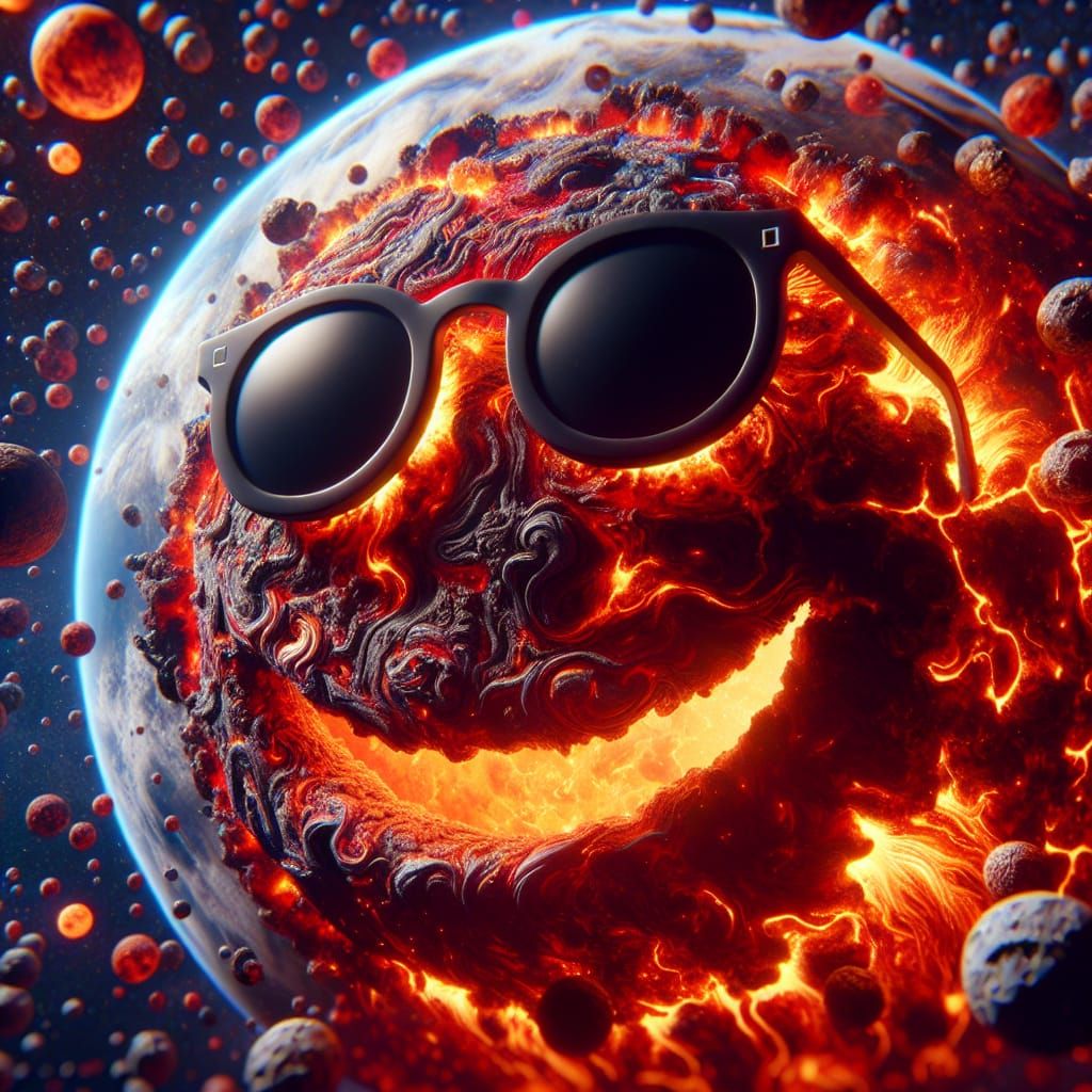 Earth as Smiling Emoji: Fantastical Digital Art