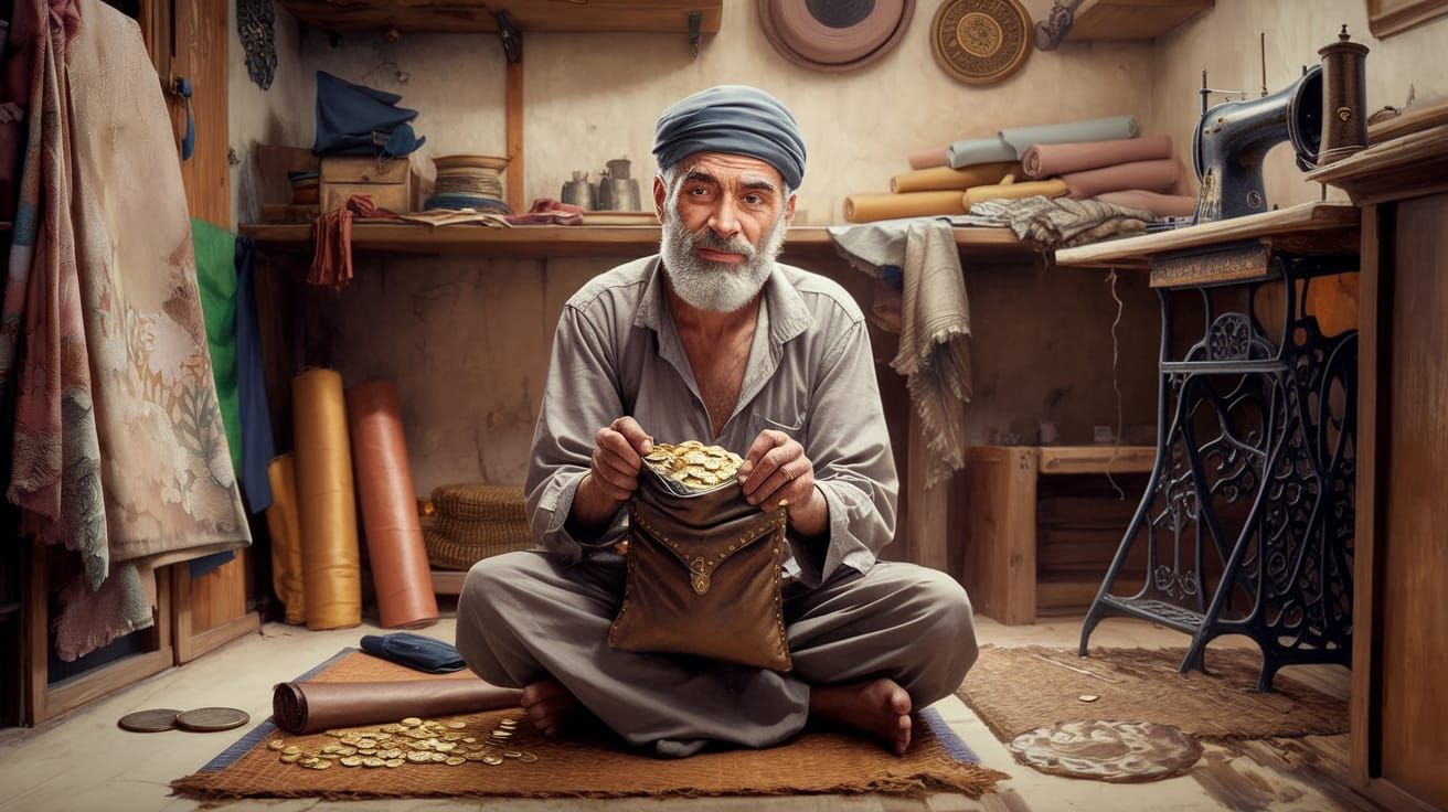 Tailor in Ancient Islamic Village as Matte Painting