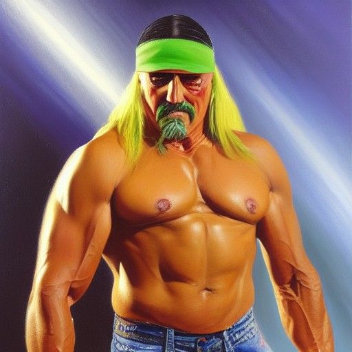Hulk Hogan Portrait in Oil Painting Style