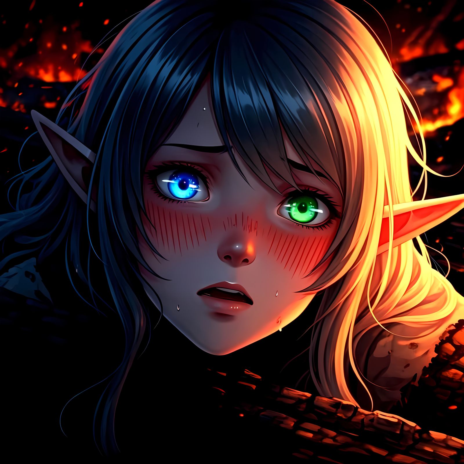 Girl's Haunting Reflection in Burned Ruins