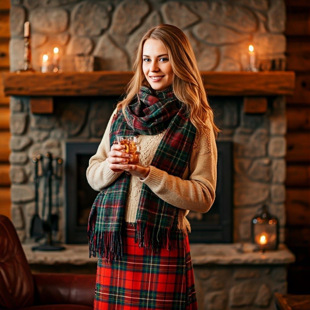 Sensual Scottish Lass Surrounded by Warmth and Comfort