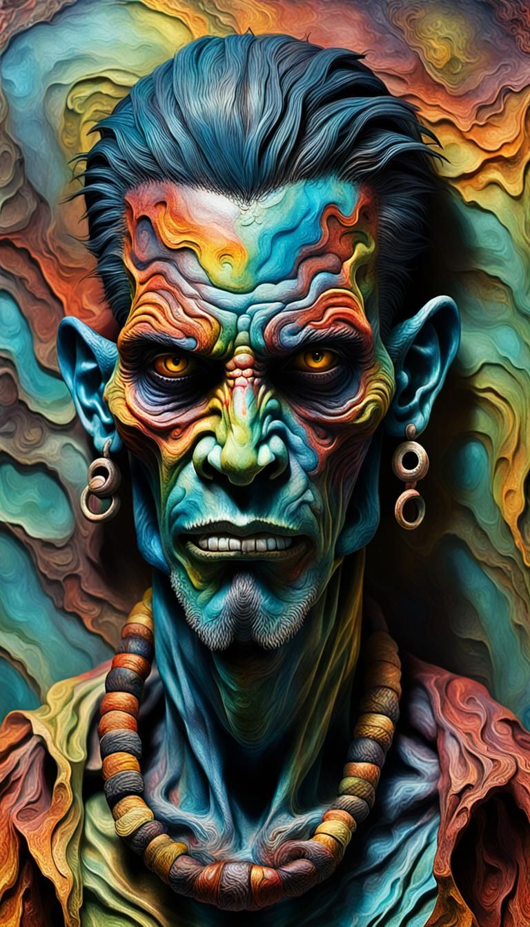 Hyperrealistic 3D Voodoo Witch Doctor Portrait