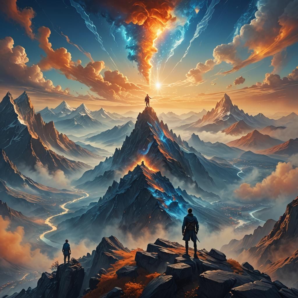 Man Imagines Career on Mountain Peak: Fantasy Art