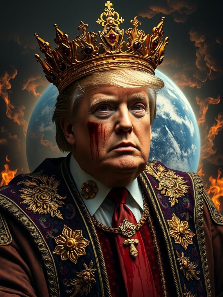 A 17th century style oil painting portrait, of Donald Trump,...