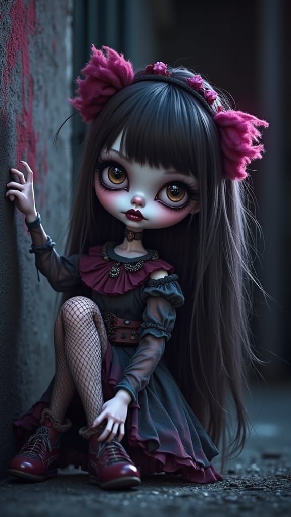 Grotesque Doll with Expressive Eyes in Surreal Horror Style