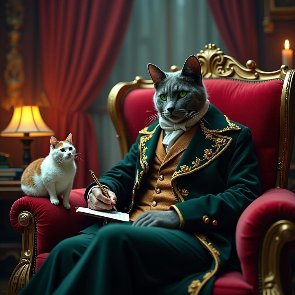 Cat Psychologist Interviewing Patient: Fantasy Concept Art