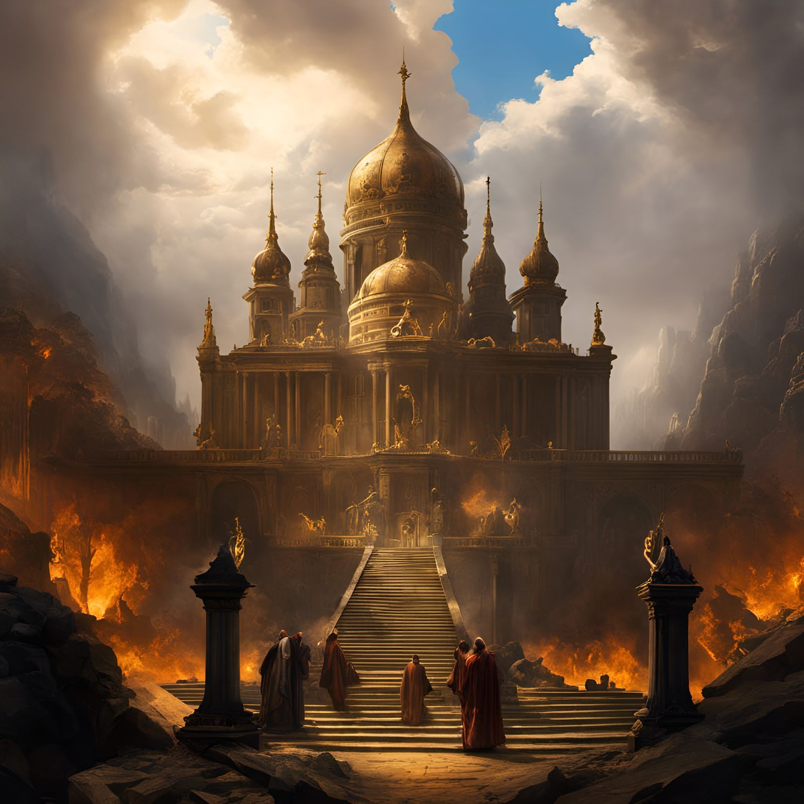 Medieval Fantasy War Scene in Oil Painting Style