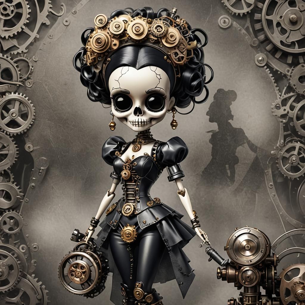 Steampunk Betty Boop Skull as Barbie