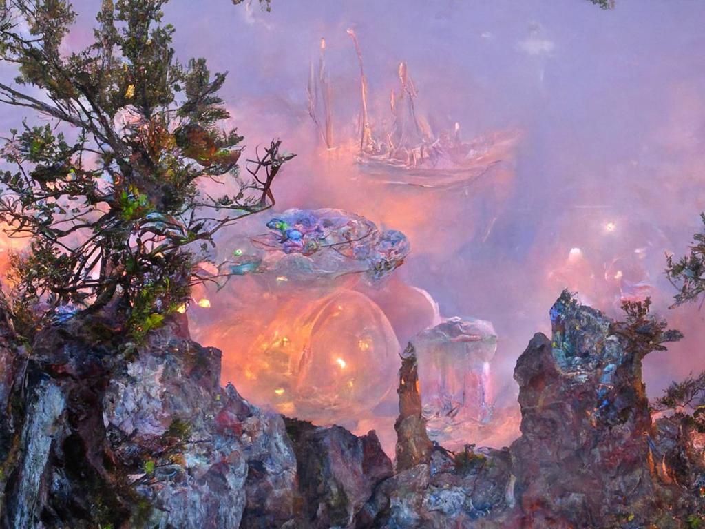 Crystal Coral Underwater Landscape in Crystalpunk Style